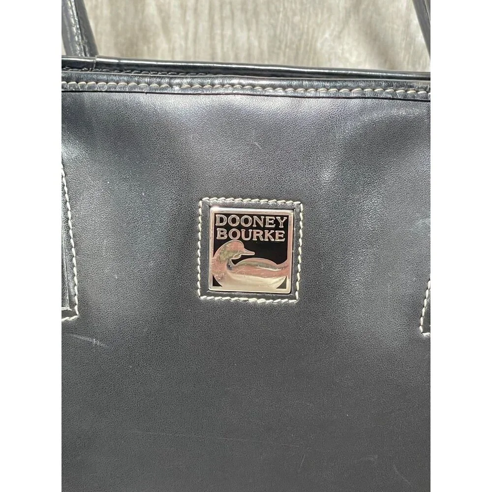 Dooney & Bourke Black Leather Tote Shoulder Bag Purse Handbag ParaSole Made USA - Picture 2 of 13